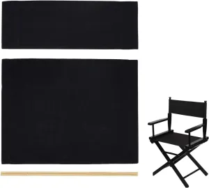 1 Set Director Chair Canvas Replacement with Wood Stick,21.2" L x 16.1" W Portable Replacement Cover Canvas for Directors Chair,Casual Home Director Chair Replacement Canvas (Black)