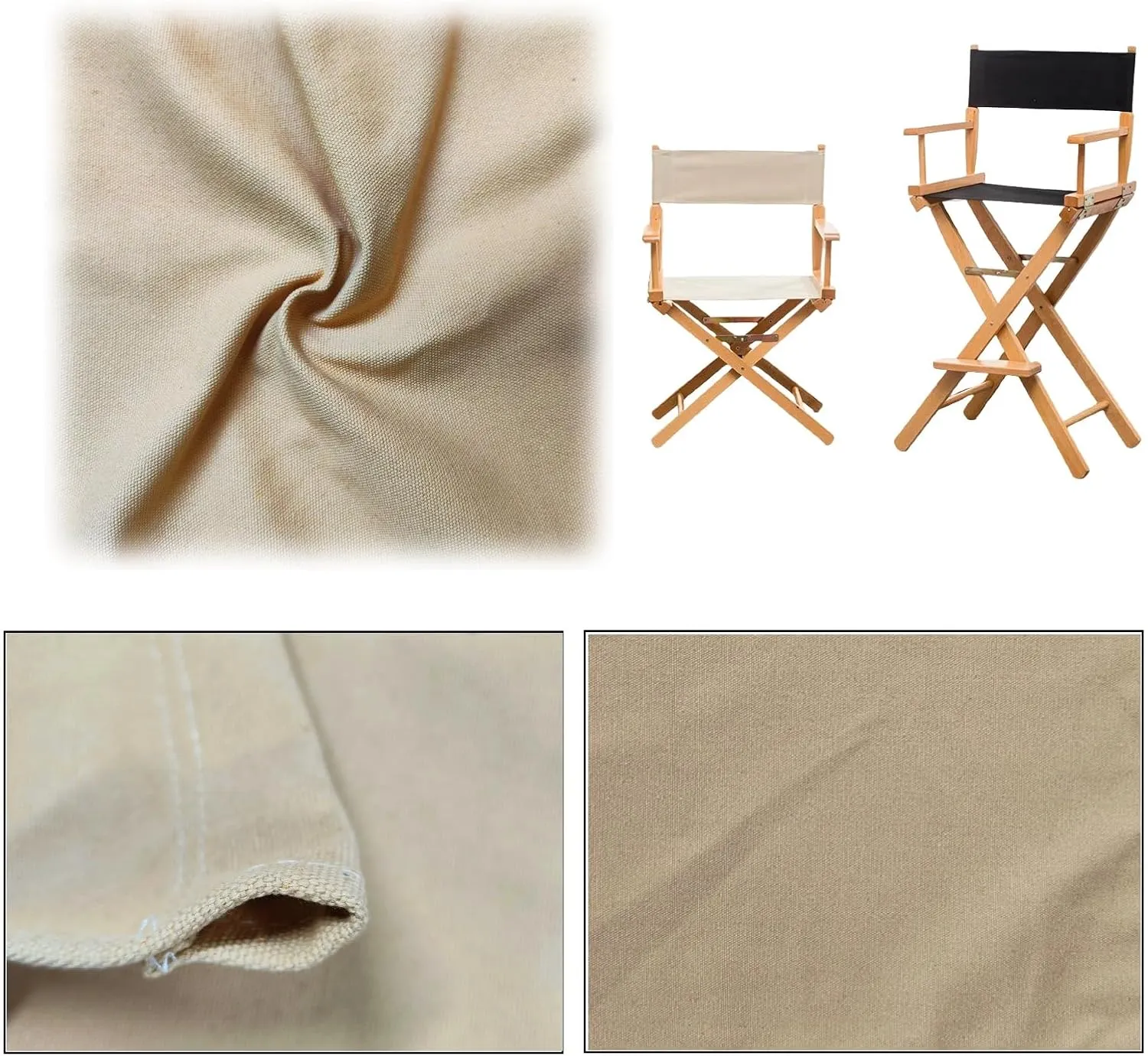 1 Set Director Chair Canvas Replacement with Wood Stick,21.2" L x 16.1" W Portable Replacement Cover Canvas for Directors Chair,Casual Home Director Chairs Replacements Canvass (Khaki) (Khaki)