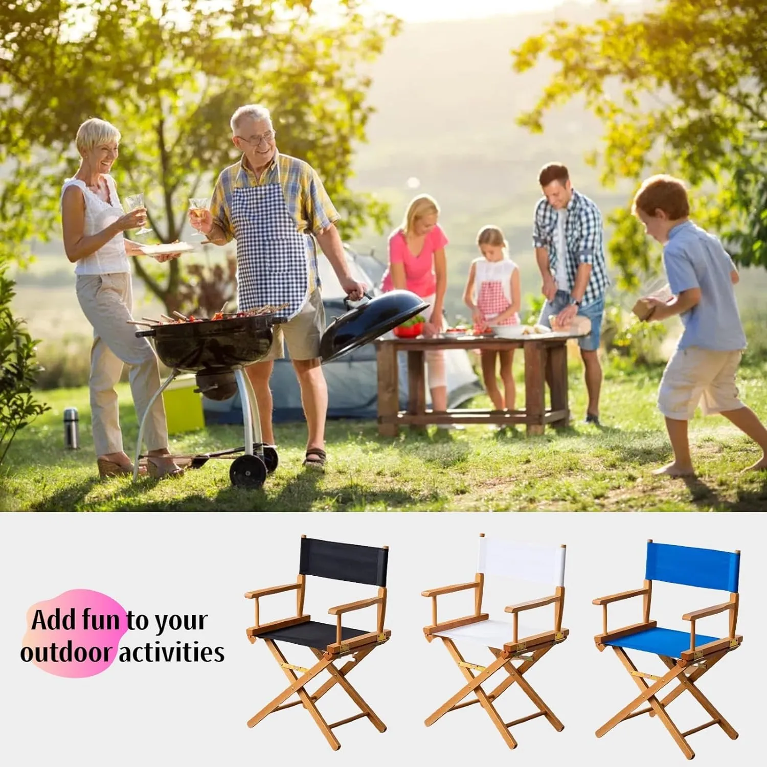 1 Set Director Chair Canvas Replacement with Wood Stick,21.2" L x 16.1" W Portable Replacement Cover Canvas for Directors Chair,Casual Home Director Chairs Replacements Canvass (Khaki) (Khaki)