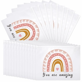 100 Pcs Inspirational Gifts for Girls Women Travel Cheer Makeup Bag Bulk Loved Quotes Cosmetic Bags with Zipper Thank You Encouragement Birthday Gift Bag for Nurse Teacher Friend (You Are Amazing)