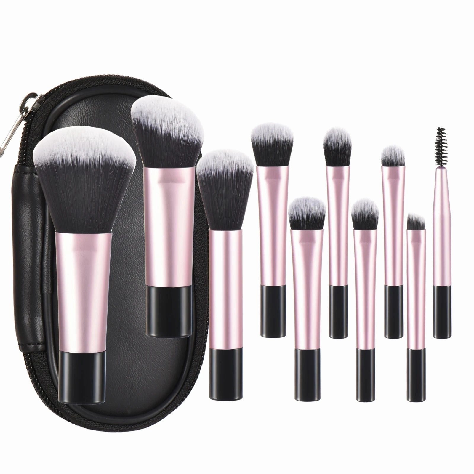 10-Piece Mini Makeup Brush Set with Travel Bag