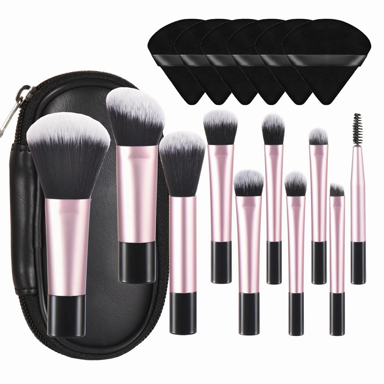 10-Piece Mini Makeup Brush Set with Travel Bag
