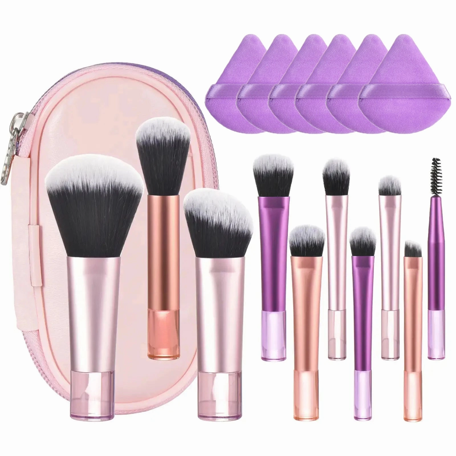 10-Piece Mini Makeup Brush Set with Travel Bag