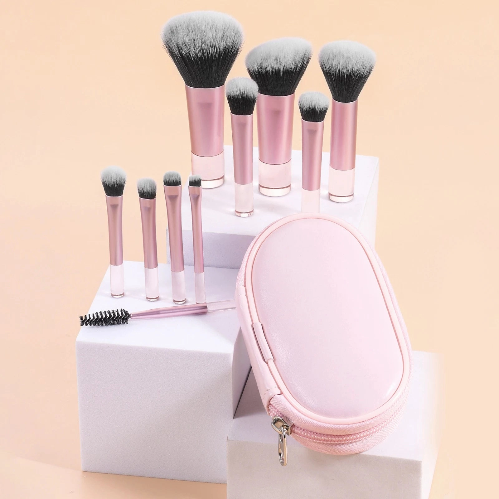 10-Piece Mini Makeup Brush Set with Travel Bag