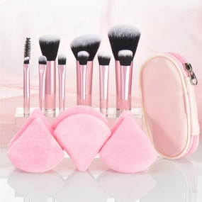 10-Piece Mini Makeup Brush Set with Travel Bag