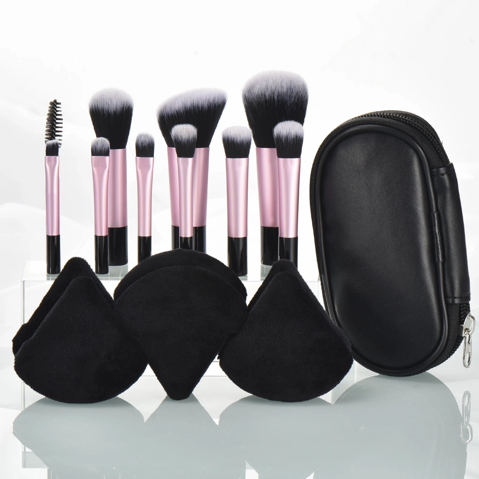 10-Piece Mini Makeup Brush Set with Travel Bag