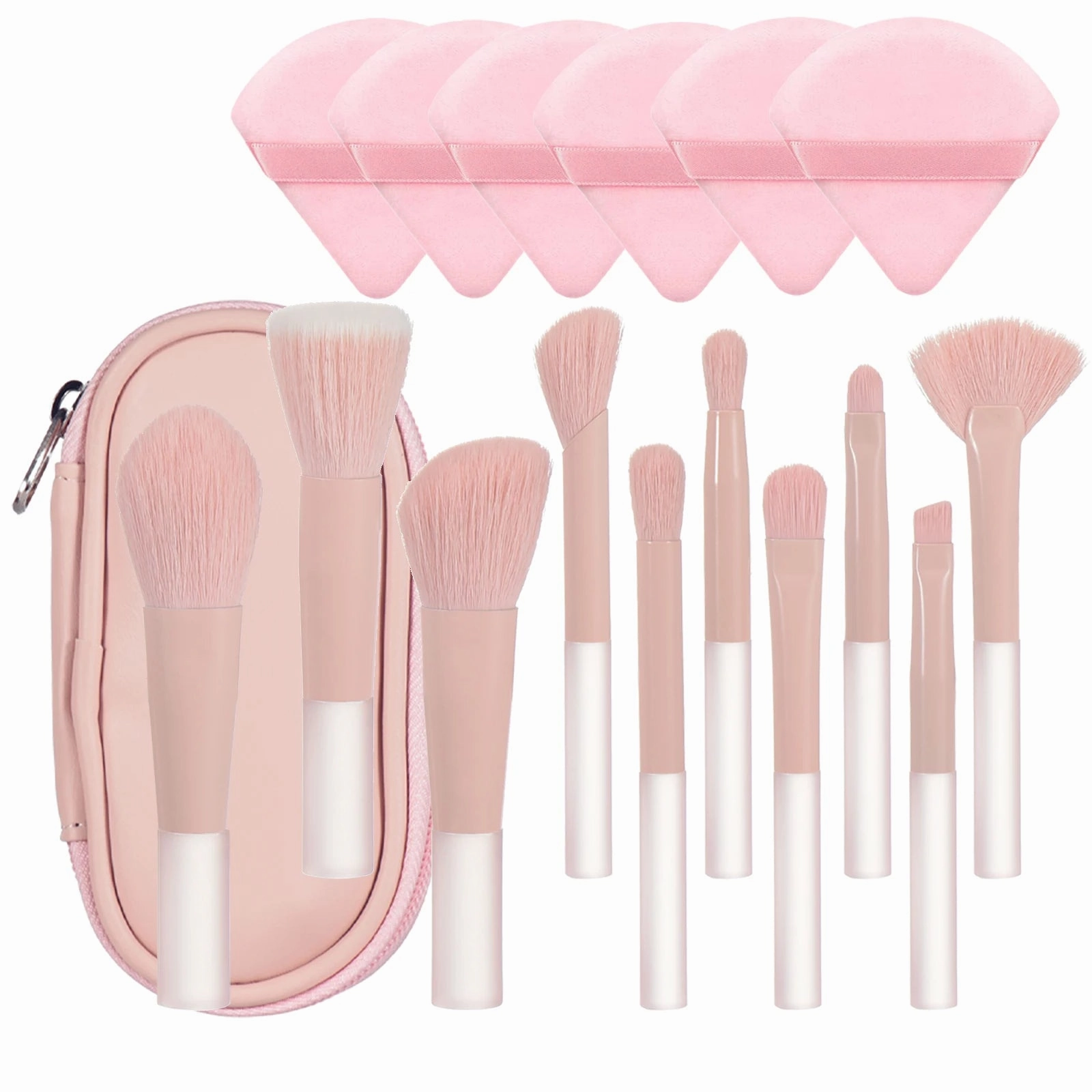 10-Piece Mini Makeup Brush Set with Travel Bag