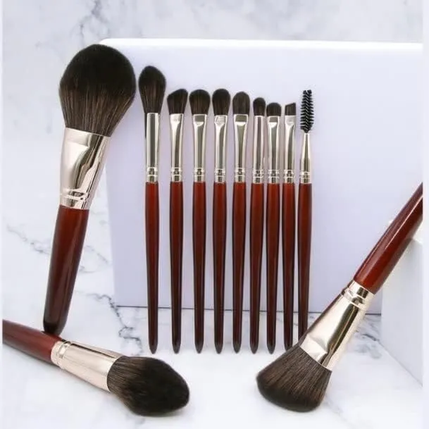 12 Brushes Set Full Set Loose Powder Brush Beauty Tools Wooden Handle Eyebrow Brush