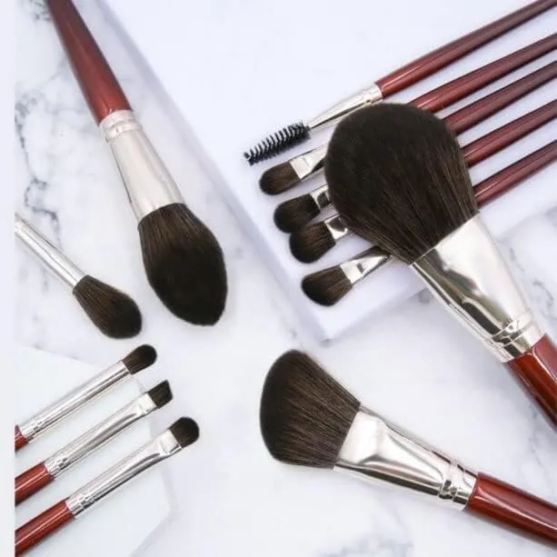 12 Brushes Set Full Set Loose Powder Brush Beauty Tools Wooden Handle Eyebrow Brush
