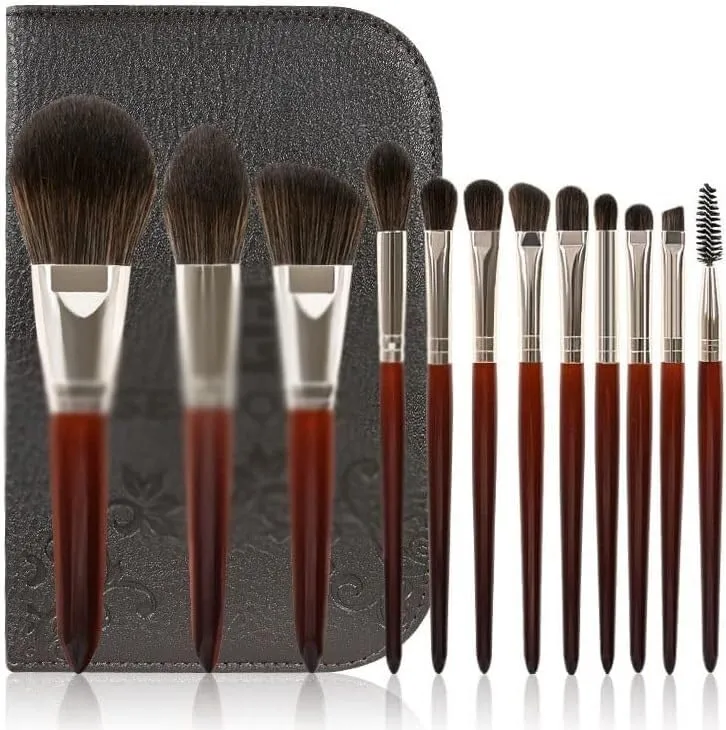 12 Brushes Set Full Set Loose Powder Brush Beauty Tools Wooden Handle Eyebrow Brush