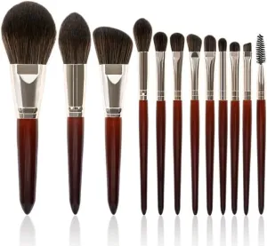 12 Brushes Set Full Set Loose Powder Brush Beauty Tools Wooden Handle Eyebrow Brush