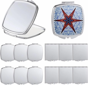 12-Pack DIY Sublimation Pocket Mirrors, Double-Sided Travel Makeup Mirrors with Magnification, Portable Cosmetic Mirrors for Women