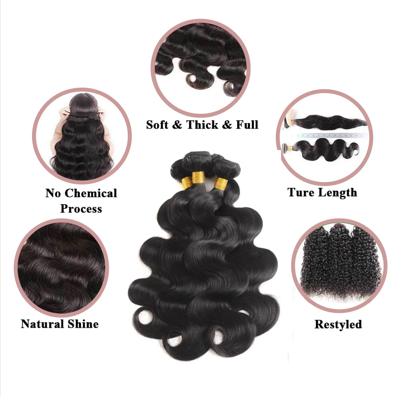 12A Human Hair Bundles Body Wave One Bundle 100% Unprocessed Brazilian Virgin Hair Bundles Double Weft Weave Body Wave Human Hair Natural Black Color (one bundle, 18)