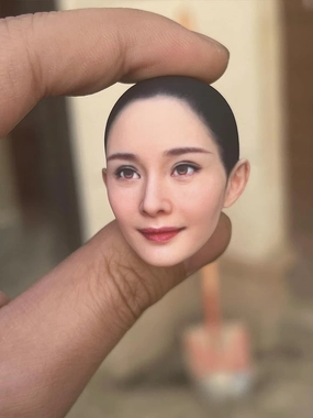 1/12 Scale Female Head Sculpt, Painted Pale Wheat Skin Head Carved Accessories for 6inch Action Figure Body, 1/12 Scale Makeup Female Head Sculpt Accessory - Finished Bald Head Only (Design F)