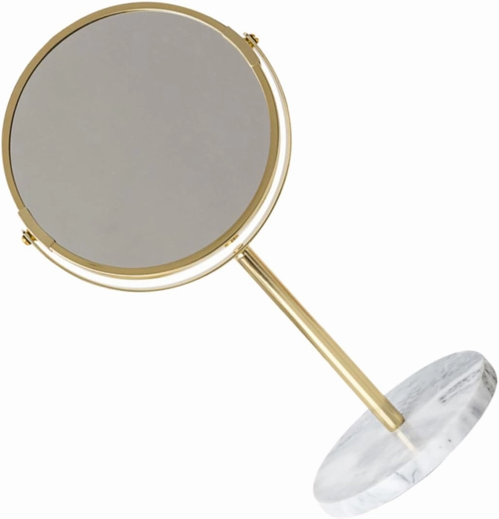 1Pc Marble Desktop Makeup Mirror with Rotation Multifunctional Vanity Mirror for Home Office Elegant Finish with Practical Storage Base Unique Casual Beauty Design