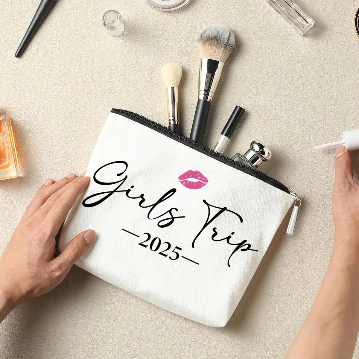 2 PCS Girls Trip Gifts Favors 2025 Girls Weekend Gifts for Women Bestie Gifts Friend Gifts Girls Trip Favors for Sister Her Daughter Friendship Holiday Vacation Makeup Bag Weekend Bags for Women