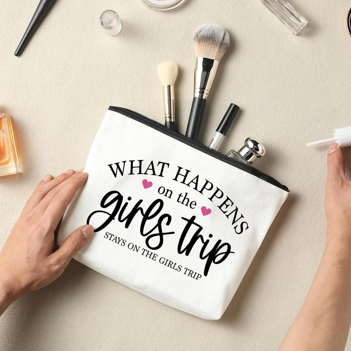 2 Pcs Girls Weekend Gifts for Women Girls Trip Gifts Favors Makeup Bag Cosmetic Bag Bestie Gifts Weekend Bag Coin Purse for Female Lady Girl Daughter Friend Coworker Niece Vacation Christmas Birthday