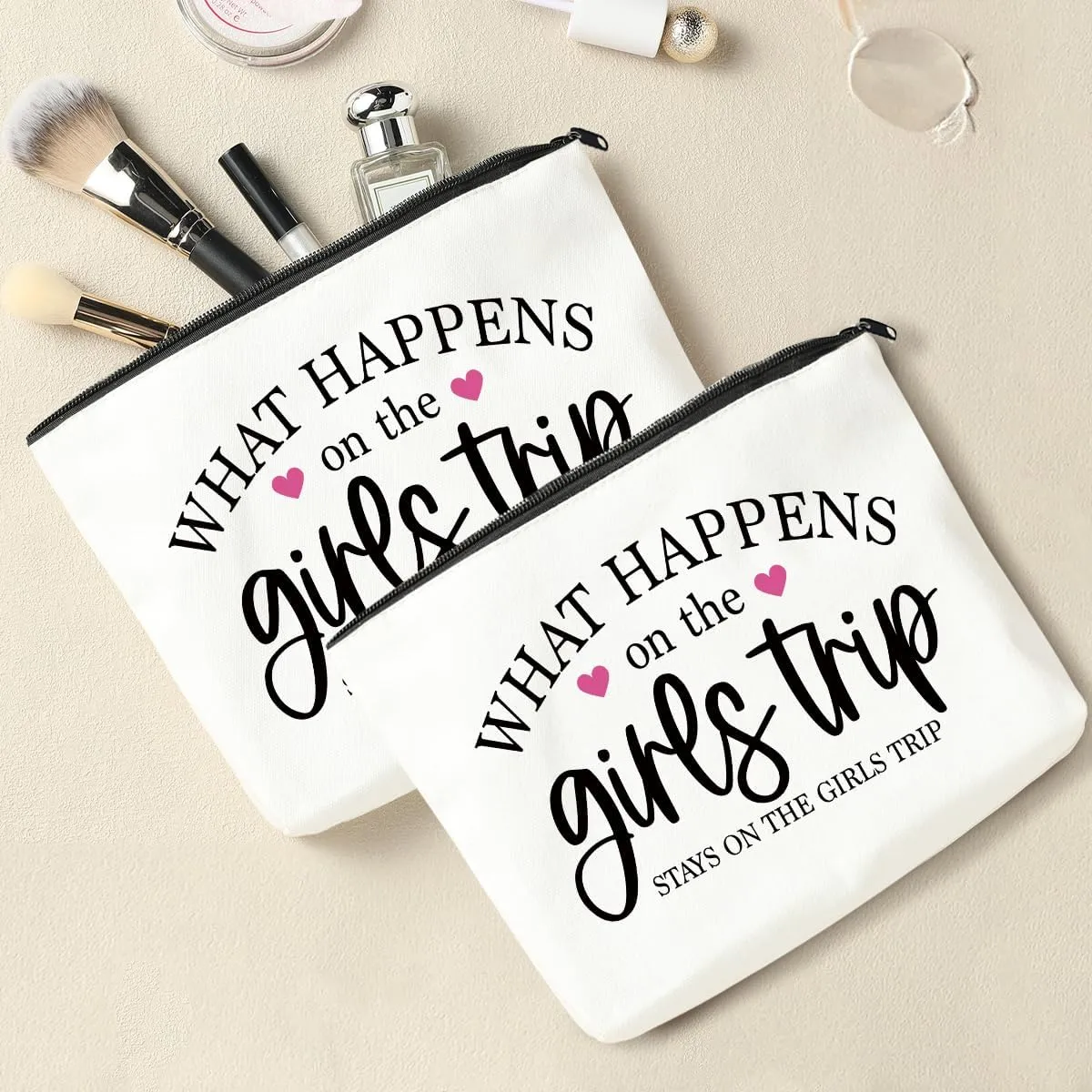 2 Pcs Girls Weekend Gifts for Women Girls Trip Gifts Favors Makeup Bag Cosmetic Bag Bestie Gifts Weekend Bag Coin Purse for Female Lady Girl Daughter Friend Coworker Niece Vacation Christmas Birthday