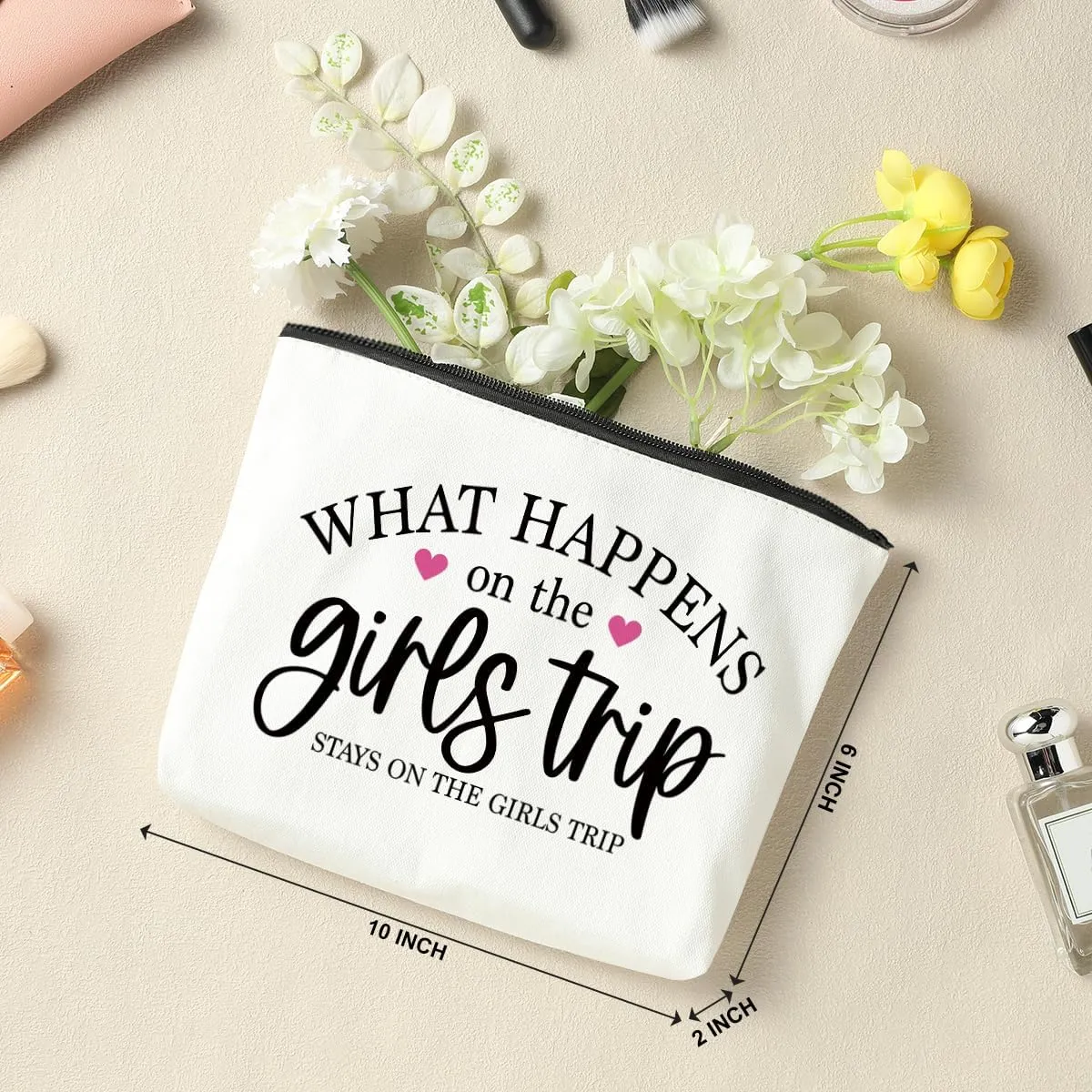 2 Pcs Girls Weekend Gifts for Women Girls Trip Gifts Favors Makeup Bag Cosmetic Bag Bestie Gifts Weekend Bag Coin Purse for Female Lady Girl Daughter Friend Coworker Niece Vacation Christmas Birthday
