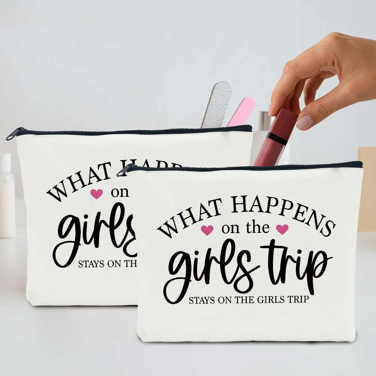 2 Pcs Girls Weekend Gifts for Women Girls Trip Gifts Favors Makeup Bag Cosmetic Bag Bestie Gifts Weekend Bag Coin Purse for Female Lady Girl Daughter Friend Coworker Niece Vacation Christmas Birthday