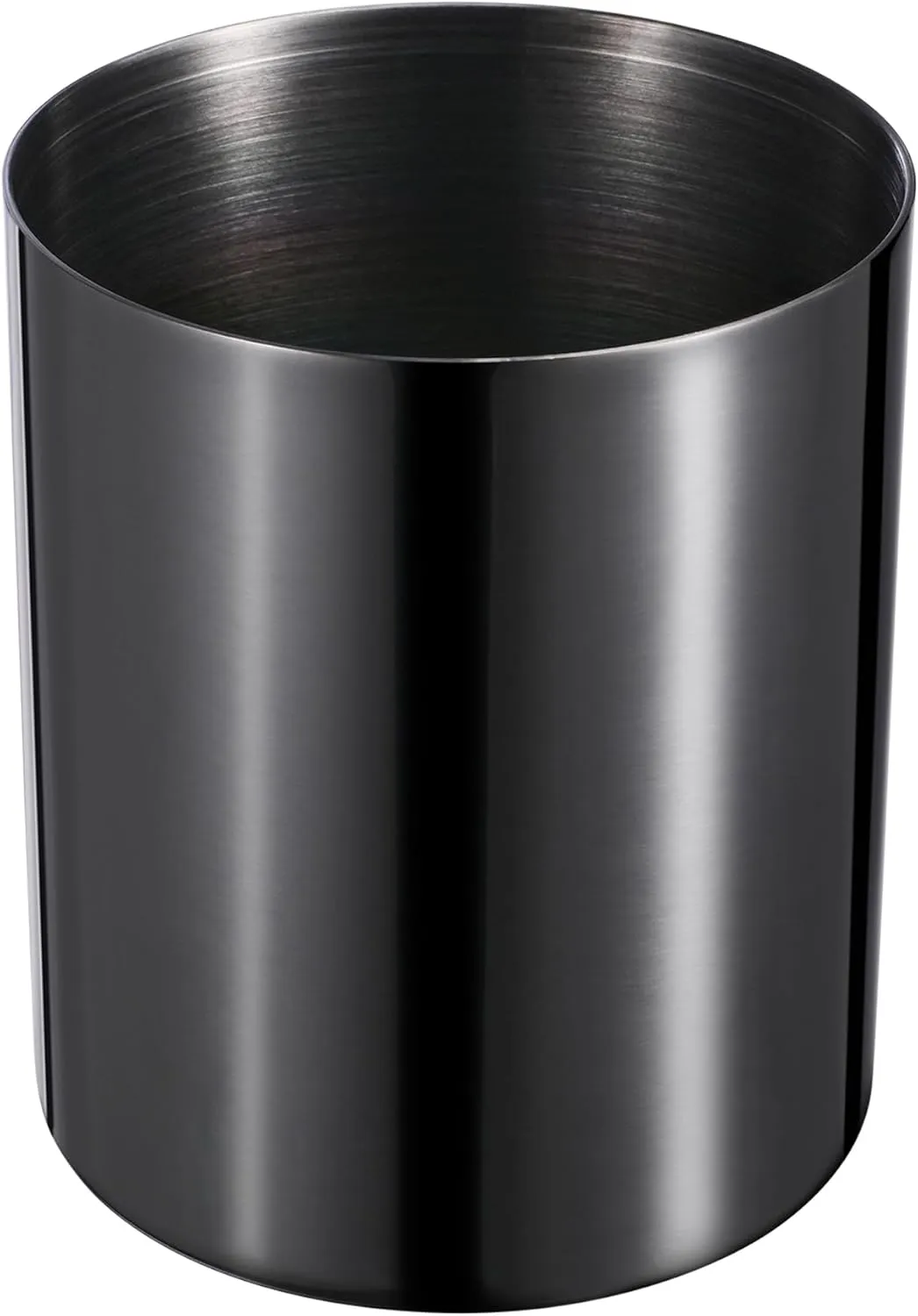 2-Piece Black Mirror-Finish 304 Stainless Steel Pen Holder – Desk Organizer, Makeup Brush Storage & Kitchen Island Decor | Vacuum-Coated, Fade-Resistant Multi-Purpose Storage