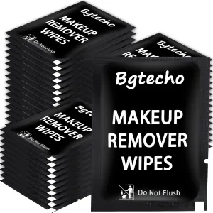 200 Pack Makeup Remover Wipe Bulk, Individually Wrapped Makeup Remover Wipes, Alcohol Free Facial Cleansing Wipes, Makeup Wipe with Vitamin E, Gentle Face Wipes for Travel Hotel(Black)