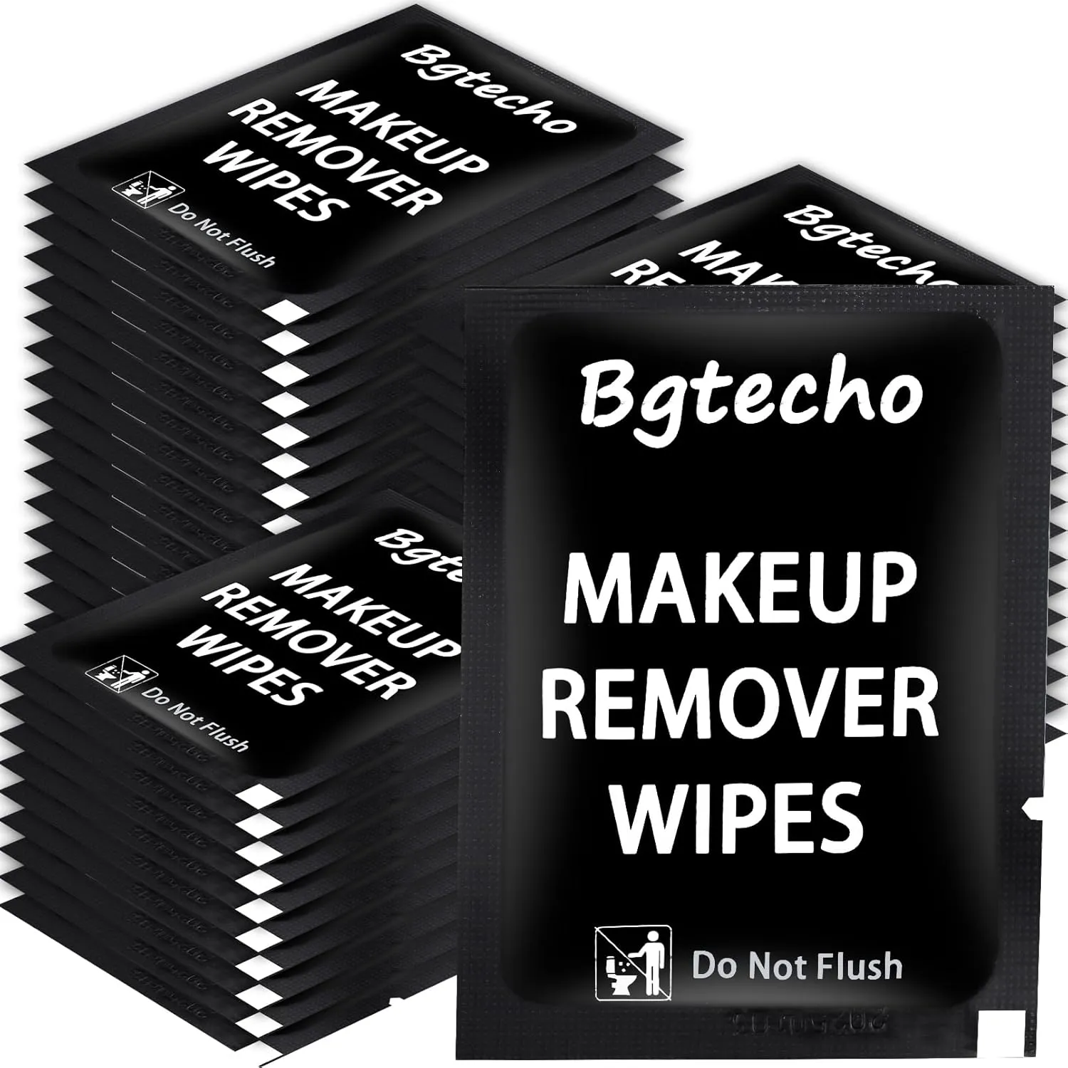200 Pack Makeup Remover Wipe Bulk, Individually Wrapped Makeup Remover Wipes, Alcohol Free Facial Cleansing Wipes, Makeup Wipe with Vitamin E, Gentle Face Wipes for Travel Hotel(Black)