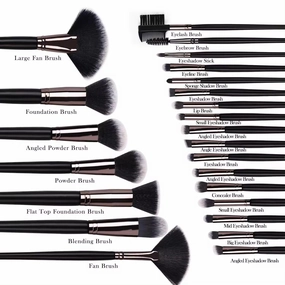 24pcs Makeup Brushes, Black