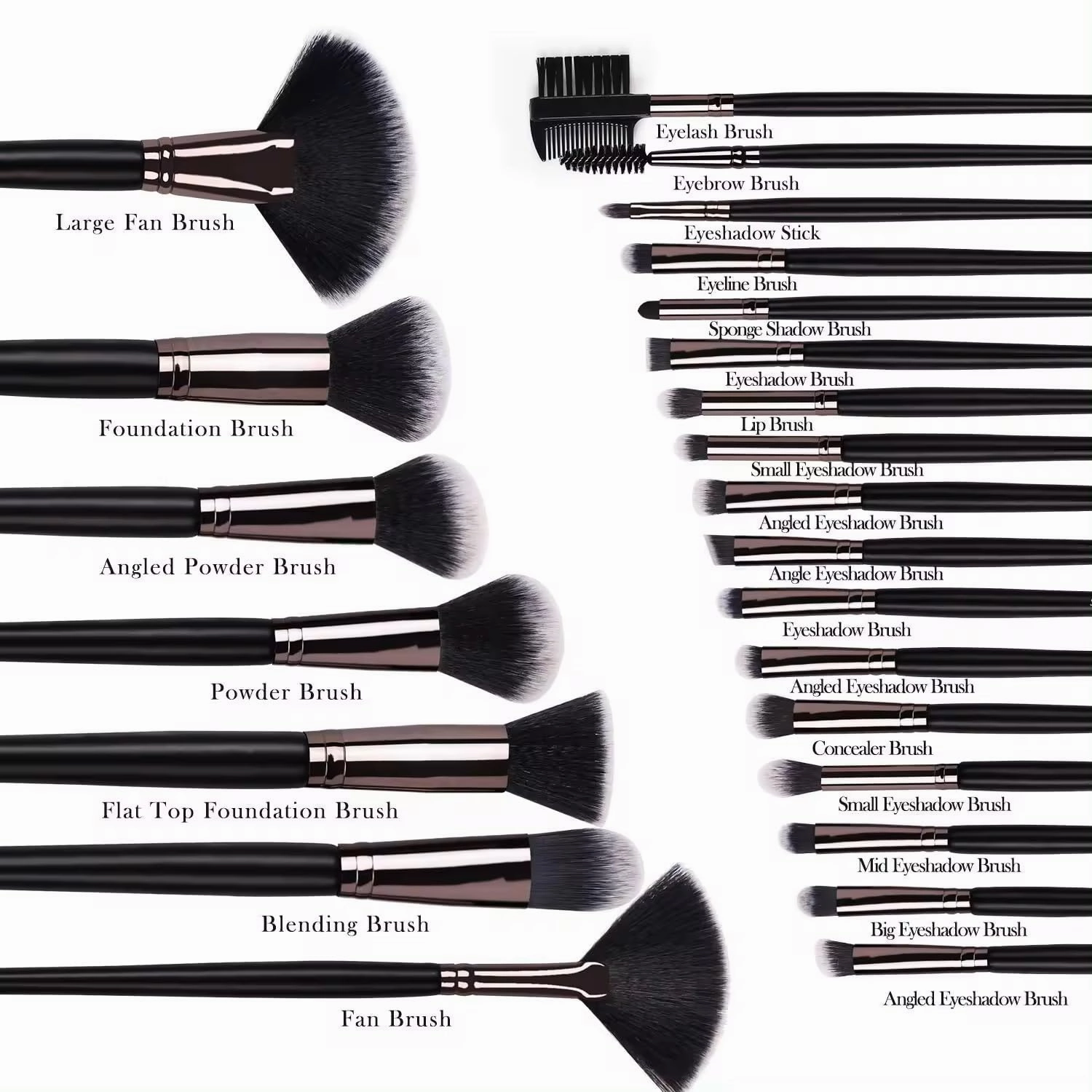 24pcs Makeup Brushes, Black