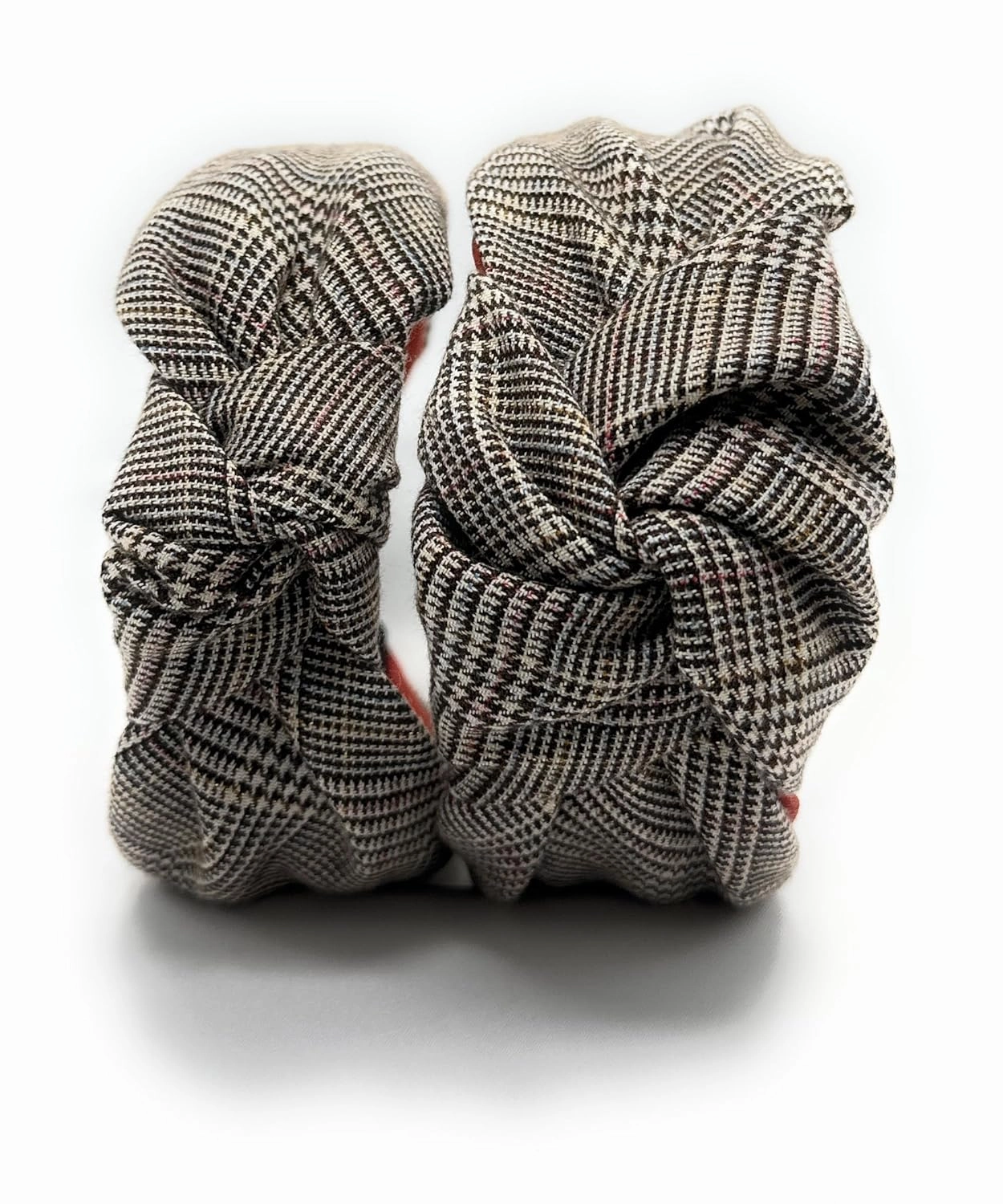 2.5 Inches Thick Brown Headbands for Women are Made with Non Slip Material. Plaid Knotted Headband for Women is Unique. Well Made Top Knot Fashion Designer Head band