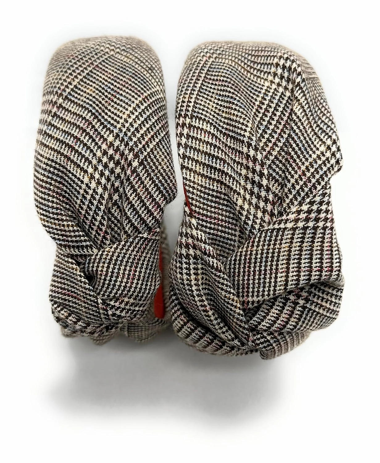 2.5 Inches Thick Brown Headbands for Women are Made with Non Slip Material. Plaid Knotted Headband for Women is Unique. Well Made Top Knot Fashion Designer Head band