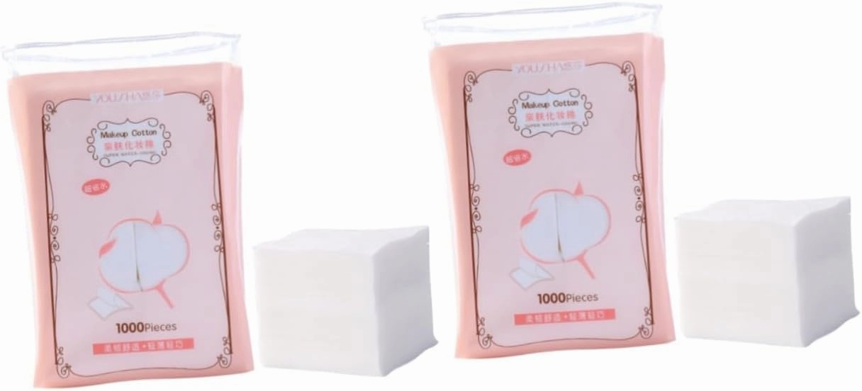 2sets Cotton Pads for Face Toner Soft Cotton Facial Rounds 100 Count for Nail Art Skin Care 1000pcs*2