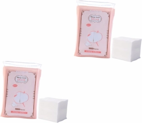 2sets Soft Absorbent 3-Layer Cotton Pads Facial Makeup Remover Disposable Portable Salon Home Use 1000pcs*2