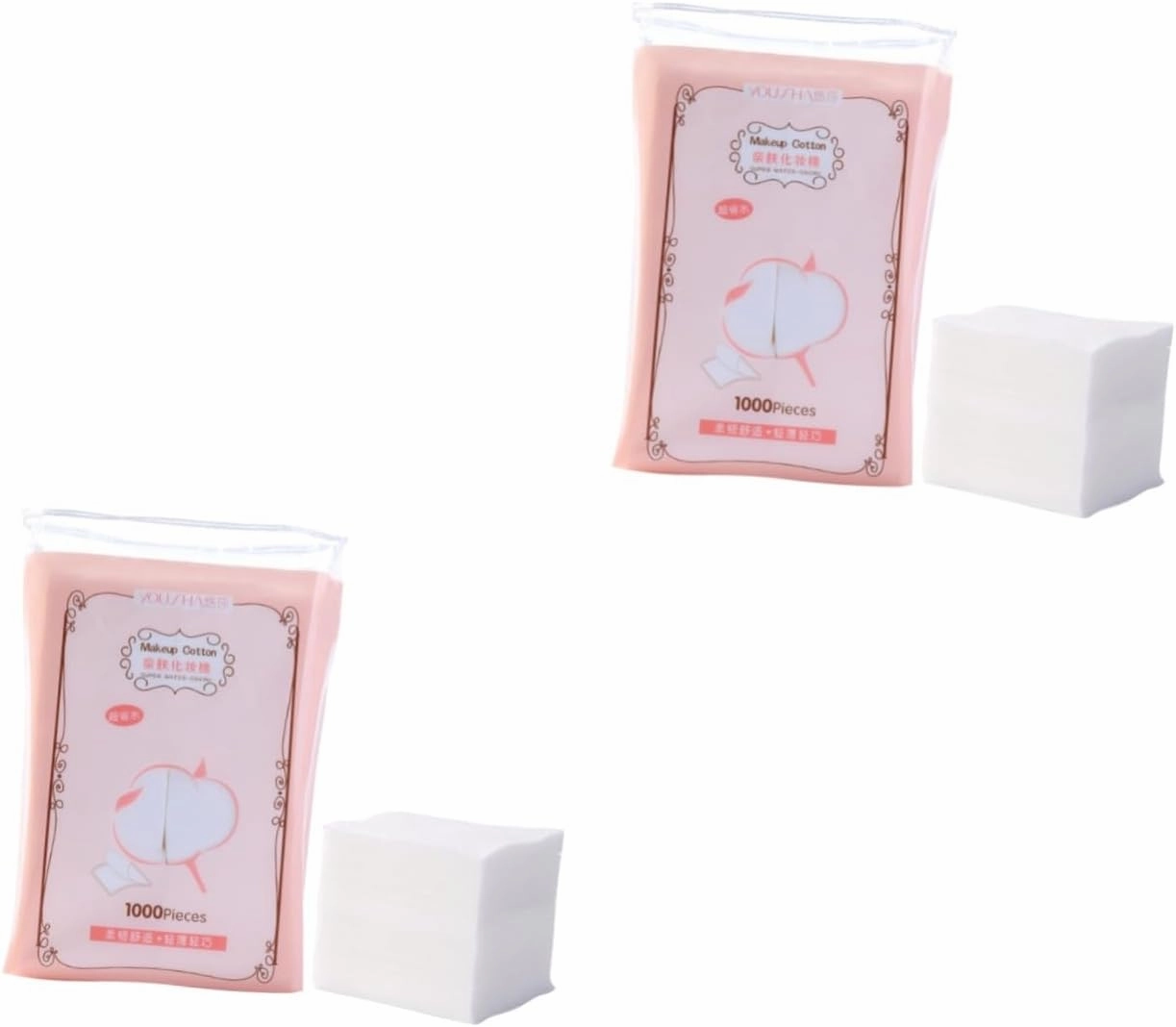 2sets Soft Absorbent 3-Layer Cotton Pads Facial Makeup Remover Disposable Portable Salon Home Use 1000pcs*2