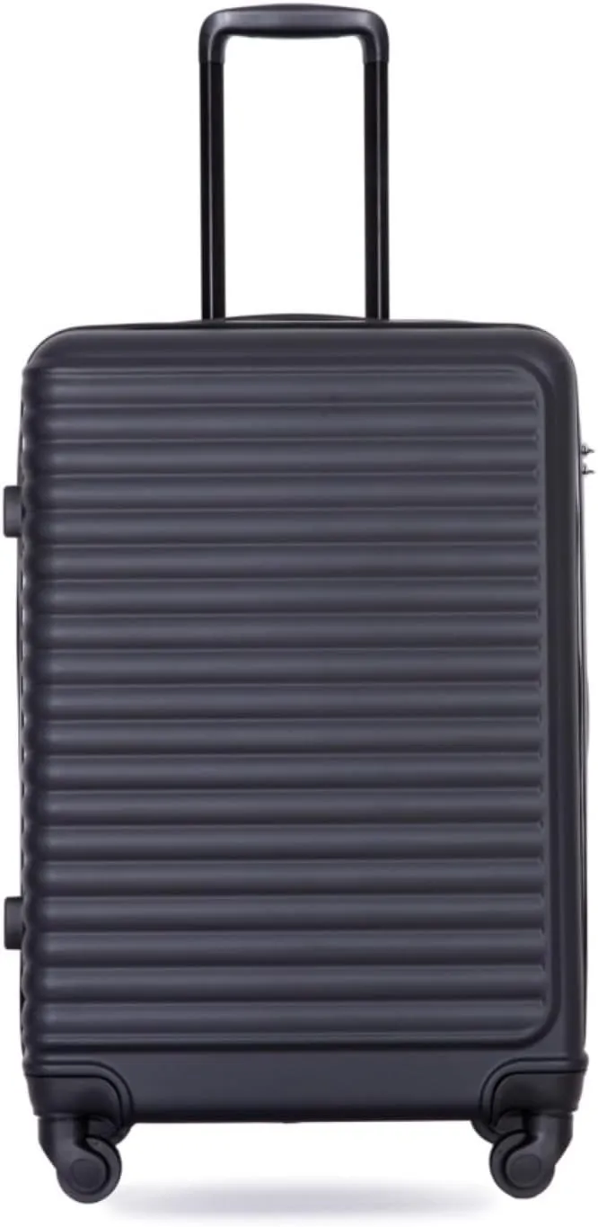 3-Piece ABS Luggage Set (20"/24"/28") - Lightweight Hardshell Suitcases with Lock, 360° Spinner Wheels & 2 Utility Hooks - Carry-On & Checked Luggage (Black   ABS)