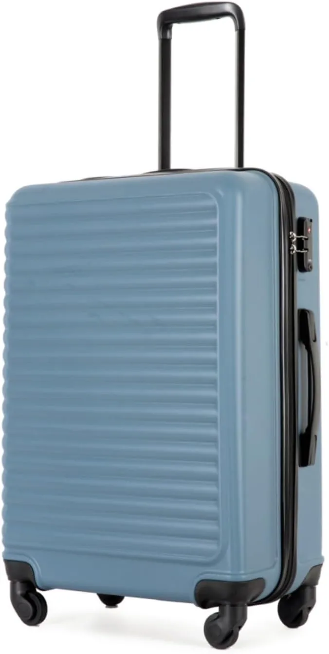 3-Piece ABS Luggage Set (20"/24"/28") - Lightweight Hardshell Suitcases with Lock, 360° Spinner Wheels & 2 Utility Hooks - Carry-On & Checked Luggage (Blue   ABS)