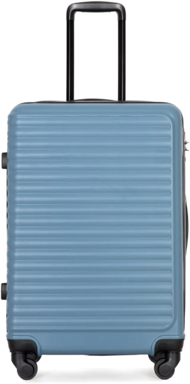3-Piece ABS Luggage Set (20"/24"/28") - Lightweight Hardshell Suitcases with Lock, 360° Spinner Wheels & 2 Utility Hooks - Carry-On & Checked Luggage (Blue   ABS)