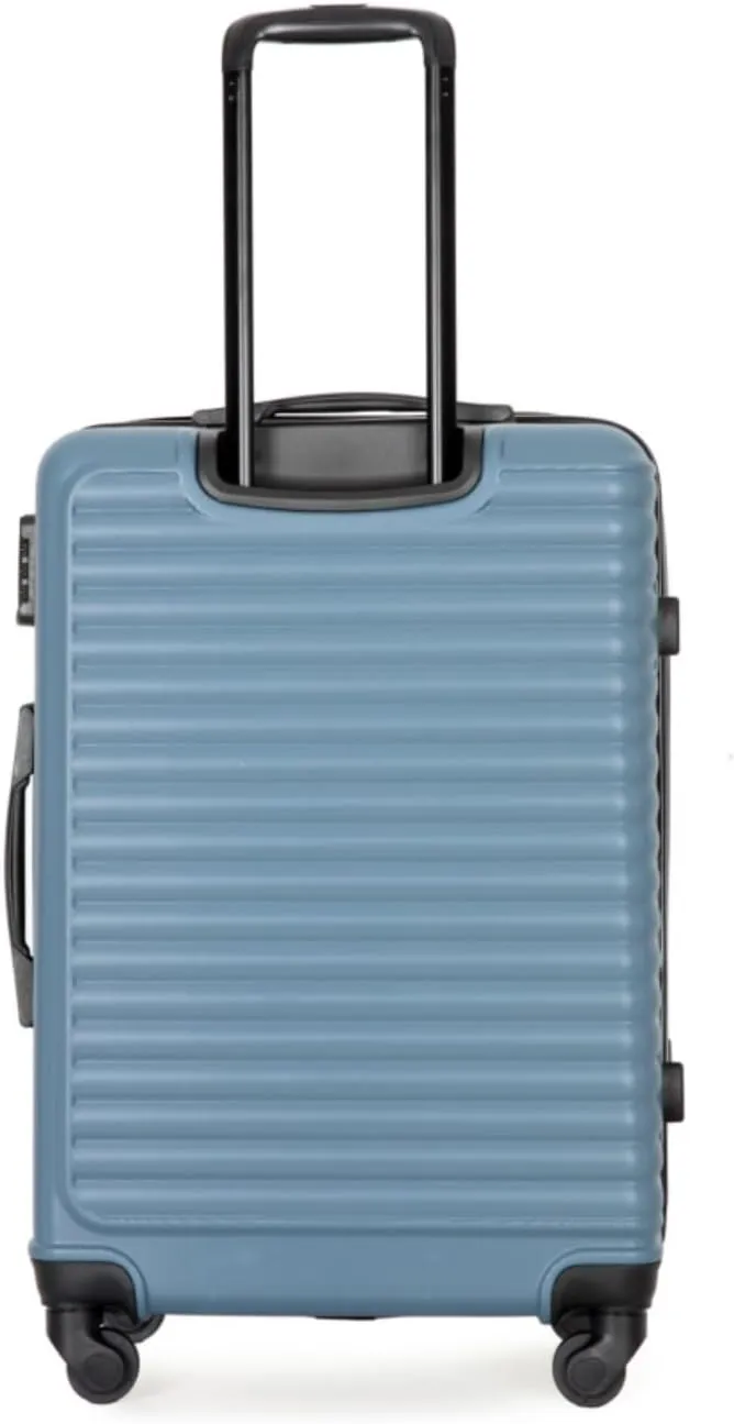 3-Piece ABS Luggage Set (20"/24"/28") - Lightweight Hardshell Suitcases with Lock, 360° Spinner Wheels & 2 Utility Hooks - Carry-On & Checked Luggage (Blue   ABS)