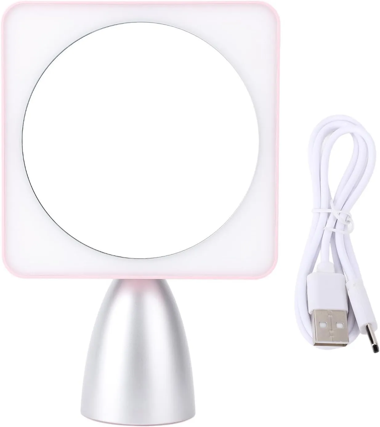 30x Magnifying Mirror with Light, Large 6' Lighted 30x Magnified Mirror with Suction Cups & Table Stand, Lighted Makeup Mirror with 12 Brightness Levels, 360° Rotation (Pink