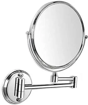 360° Rotation Wall-Mounted Makeup Mirror, 3X Magnification, Retractable Dressing Table Mirror, High-Definition Silver Mirror for Bathroom Shaving(6 inches)