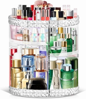 360 Rotating Makeup Organizer, Cosmetics Organizer Makeup Spinning Organizer Clear 6 Adjustable Layers Large Capacity Acrylic Skincare Organizers for Bathroom or Bedroom Dresser