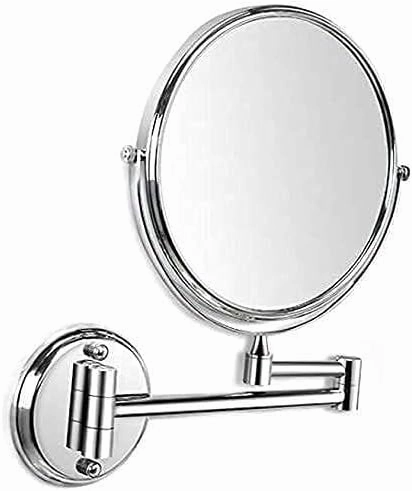 360° Rotation Wall-Mounted Makeup Mirror, 3X Magnification, Retractable Dressing Table Mirror, High-Definition Silver Mirror for Bathroom Shaving(6 inches)
