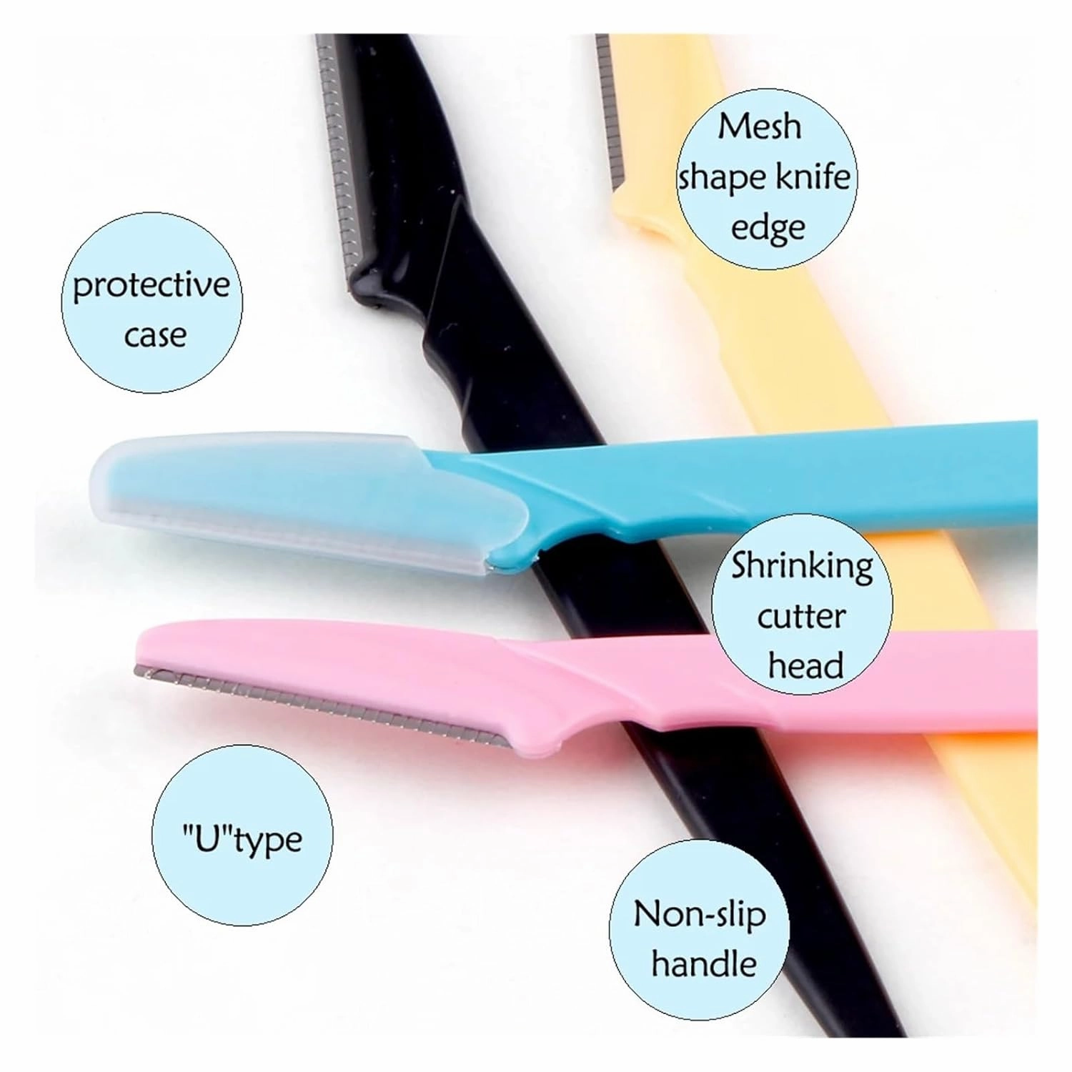3/4/10Pcs Eyebrow Trimmer Face Blade Shaver Portable Eye Brow Epilation Hair Removal Safety Eyebrow Cutting Woman Makeup Tools(3pcs Yellow)