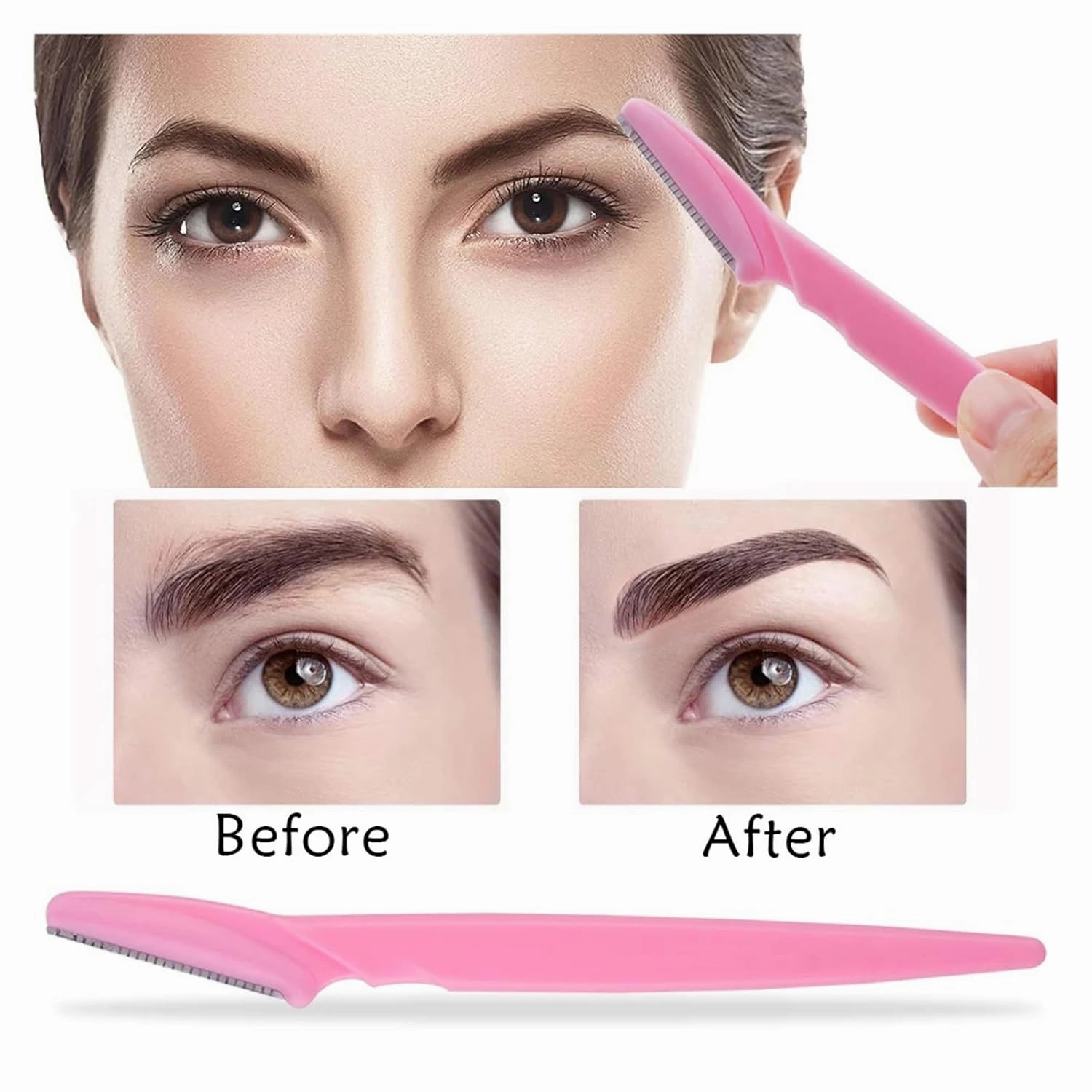 3/4/10Pcs Eyebrow Trimmer Face Blade Shaver Portable Eye Brow Epilation Hair Removal Safety Eyebrow Cutting Woman Makeup Tools(3pcs Yellow)
