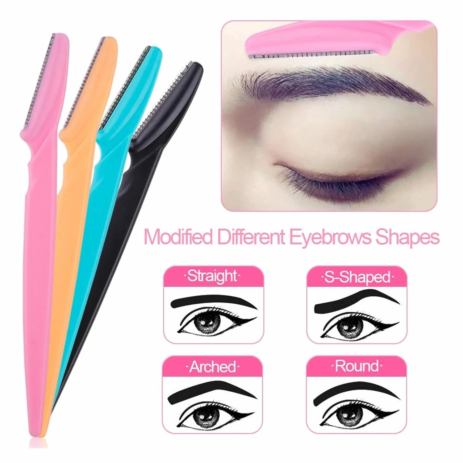 3/4/10Pcs Eyebrow Trimmer Face Blade Shaver Portable Eye Brow Epilation Hair Removal Safety Eyebrow Cutting Woman Makeup Tools(3pcs Yellow)