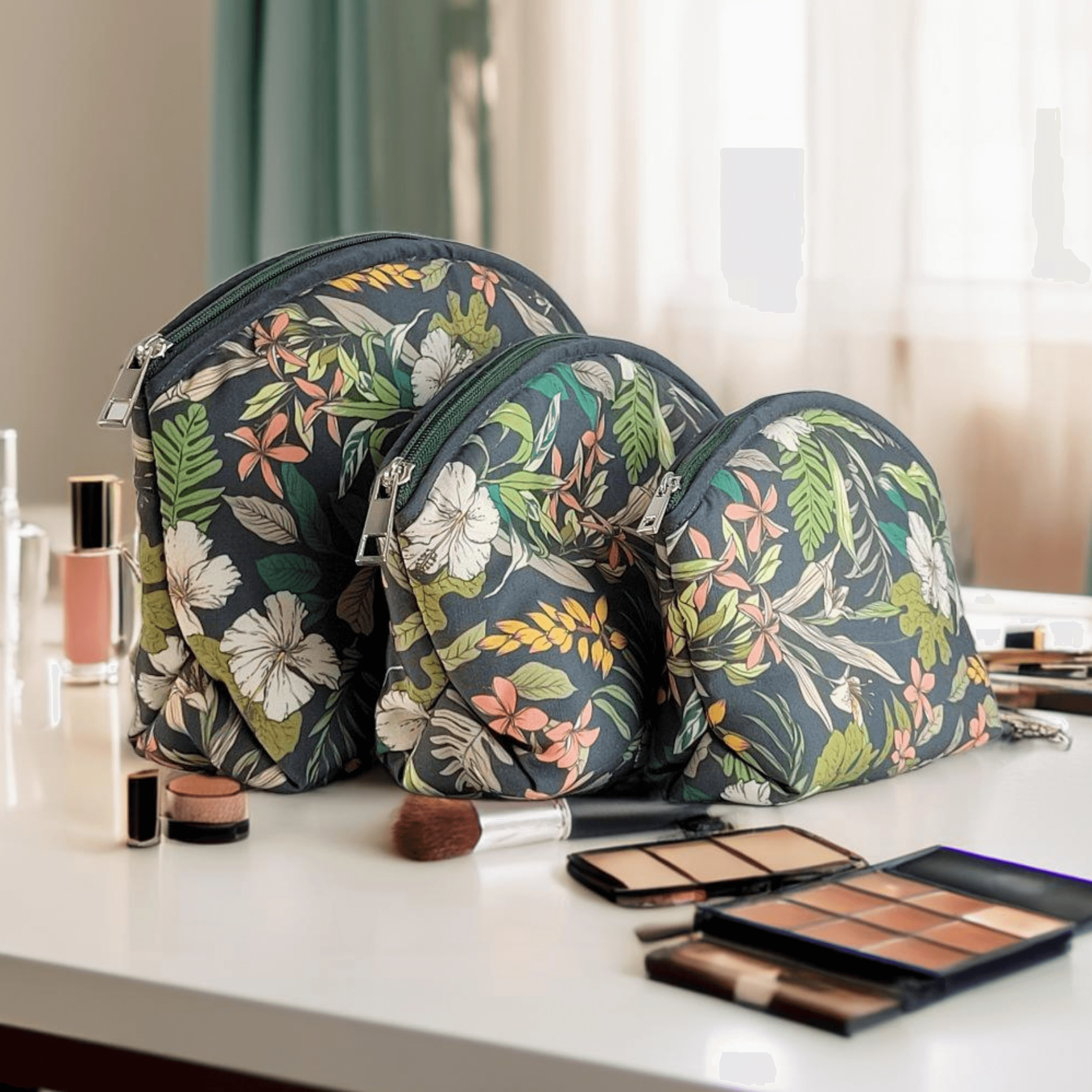 3 Piece Combo Set - Makeup Pouches II Cosmetic Kit Organizers (Large, Medium & Small)