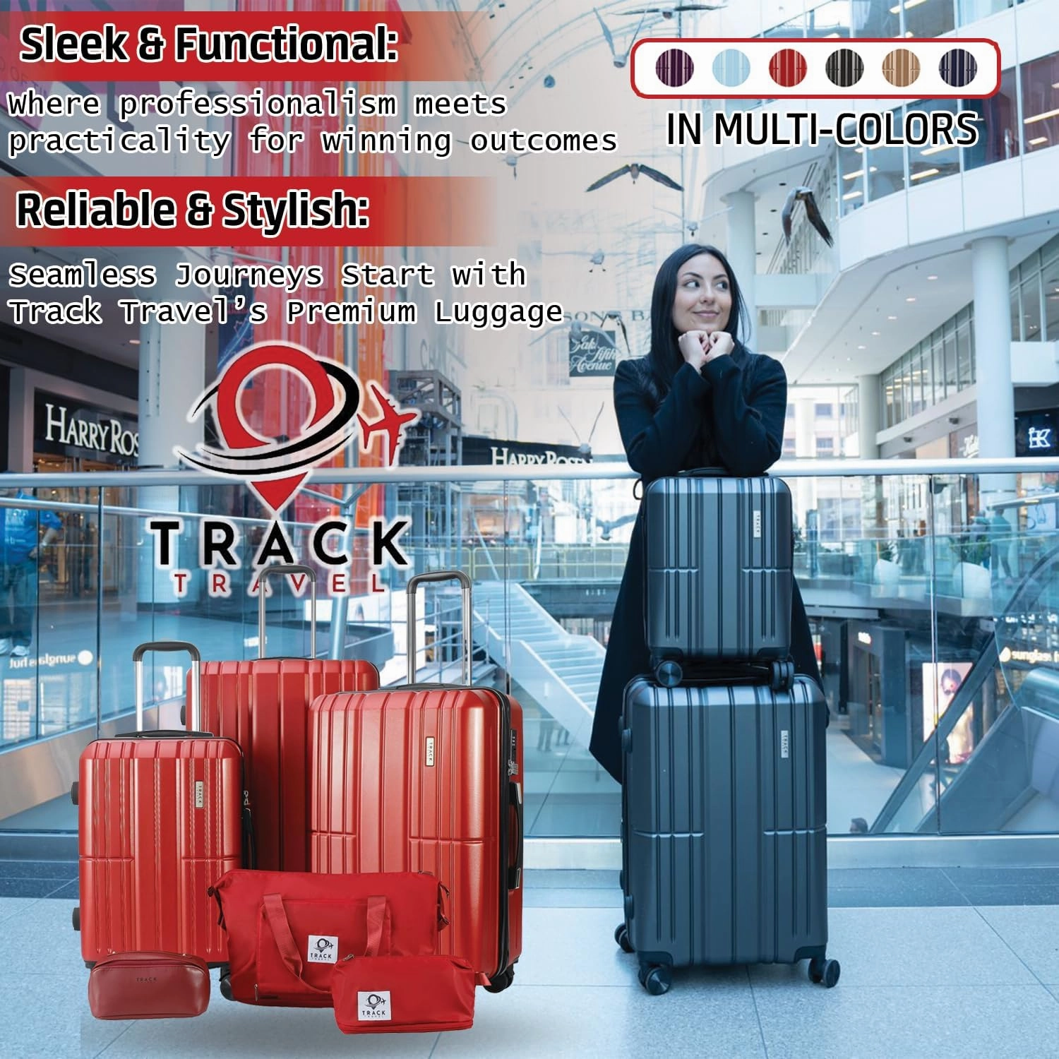3 Piece Luggage Set ABS PC Expandable Hardshell TSA Lock Aluminum Trolley Spinner Wheels (Wine Red, 6 Piece Set)