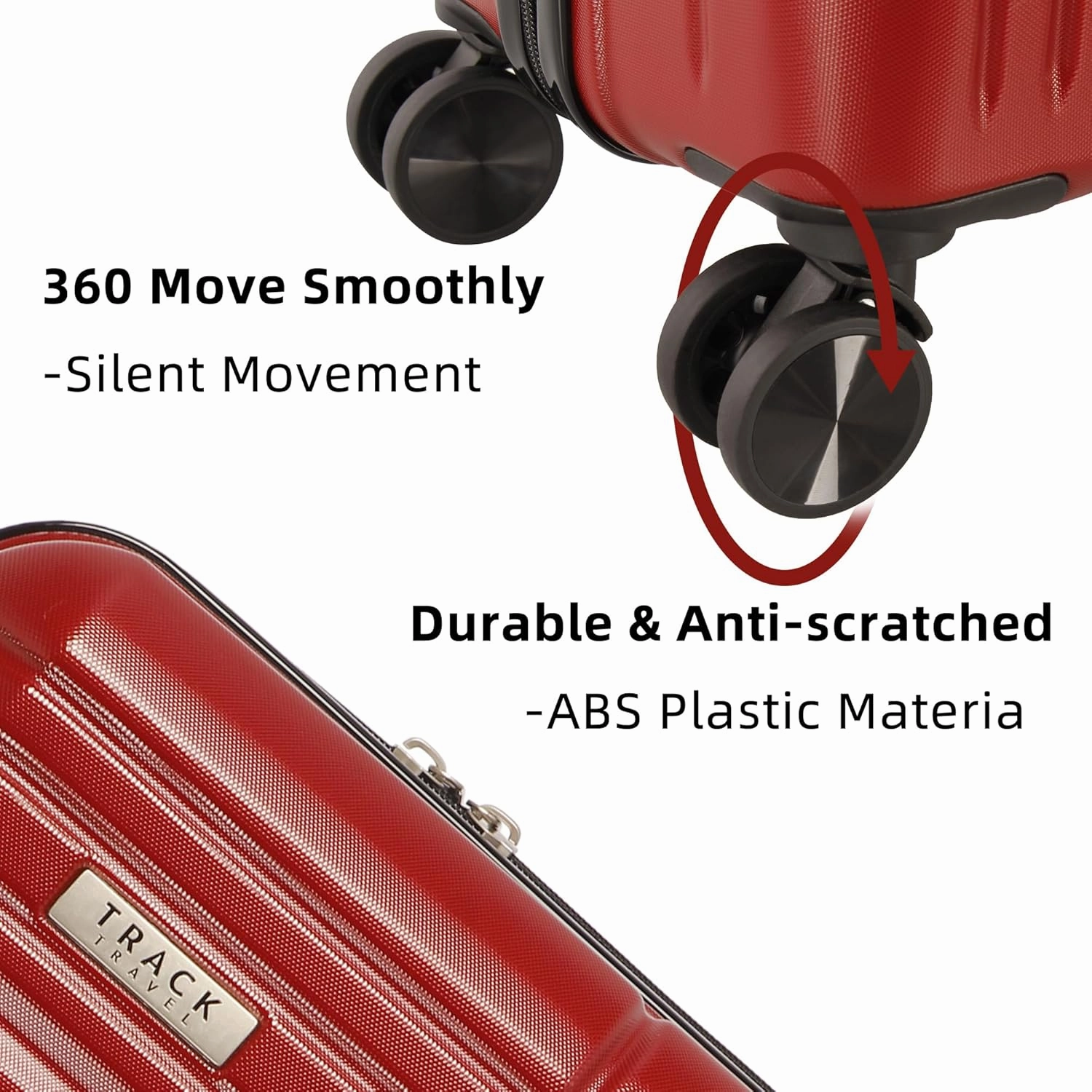 3 Piece Luggage Set ABS PC Expandable Hardshell TSA Lock Aluminum Trolley Spinner Wheels (Wine Red, 6 Piece Set)