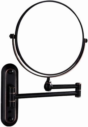 3x/5x7x/10x Magnifying Wall Mounted Makeup Mirror, 360° Swivel Bathroom Shaving Mirror, 8 Inch Double Sided Vanity Magnifying Mirror, Extendable Arms, for Bathroom (Color : Black, Size : 3X)