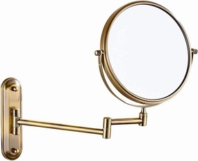 3x/5x7x/10x Magnifying Wall Mounted Makeup Mirror, 360° Swivel Bathroom Shaving Mirror, 8 Inch Double Sided Vanity Magnifying Mirror, Extendable Arms, for Bathroom (Color : Gold, Size : 3X)